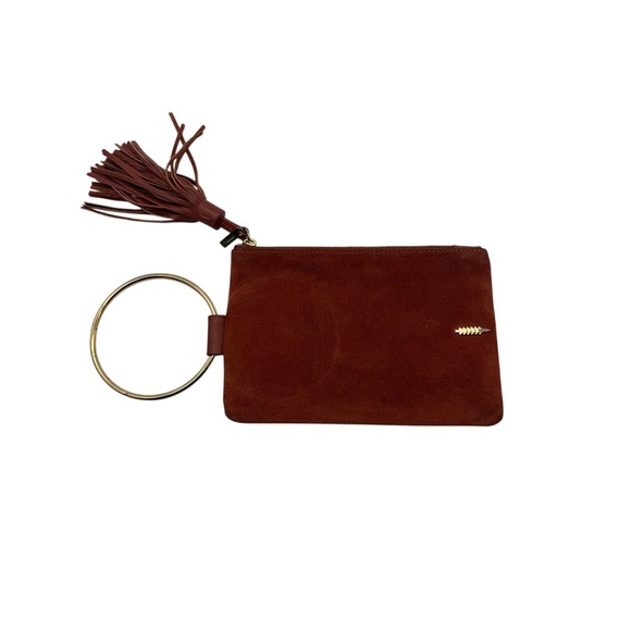 Thacker Handbags - Thacker Nolita Rust Leather Suede Wristlet Clutch with Gold Ring